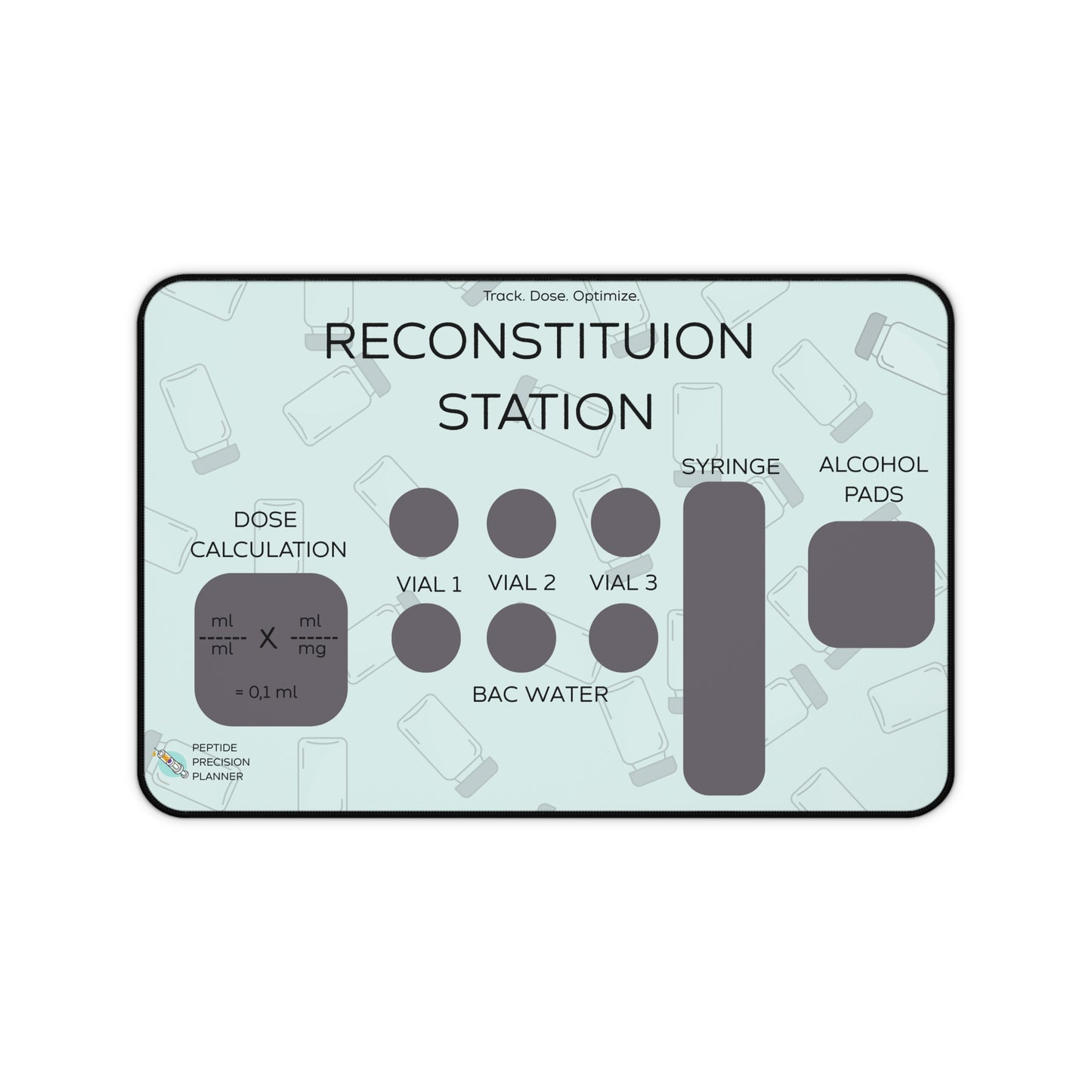 Peptide Reconstitution Placemat - Teal Black